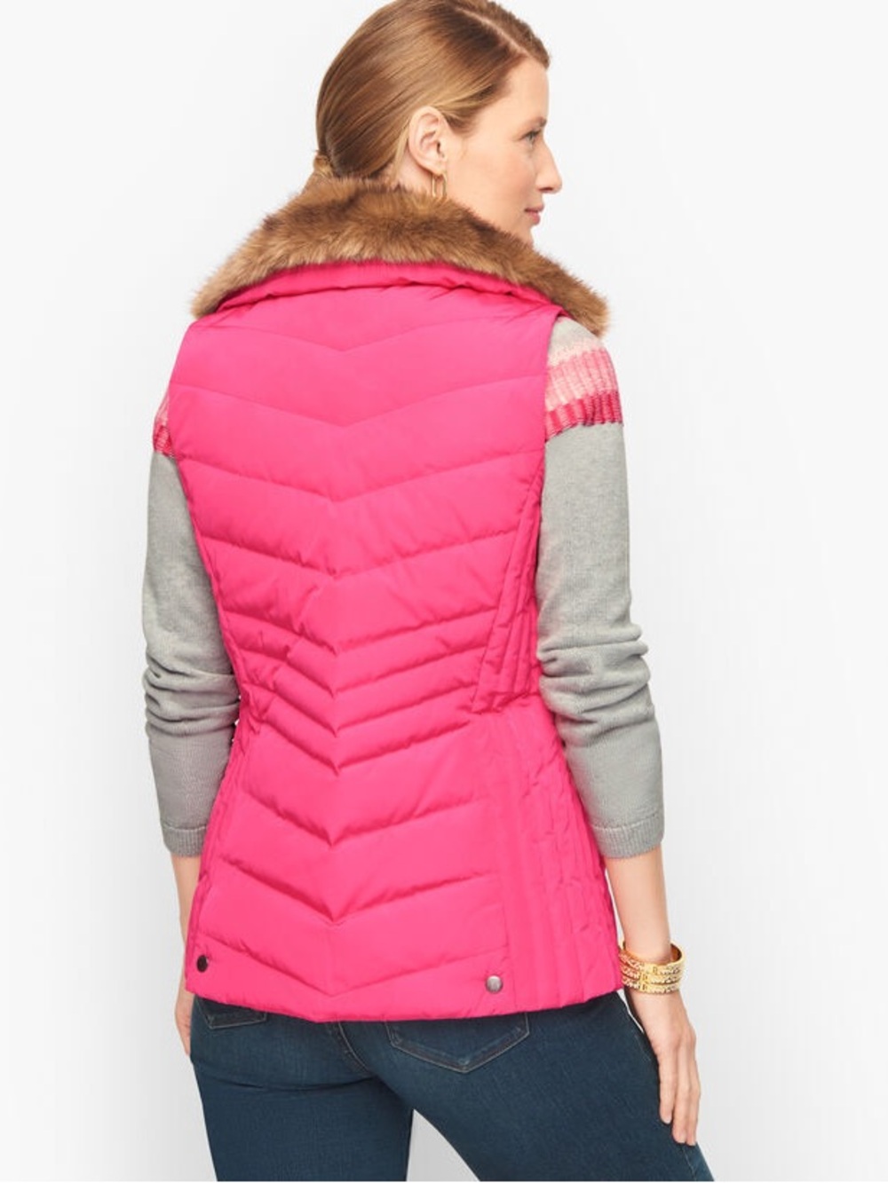 Talbots Bright Pink Puffer Vest - Picture 3 of 6